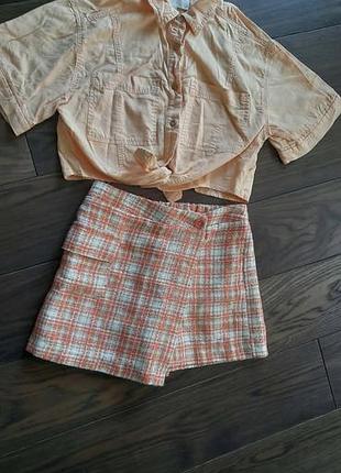 Комплект для девочки рубашка zara + юбка шорты lc waikiki