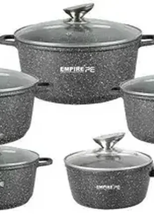 Набор посуды empire em-7335 с антипригарным гранитным покрытием ø 16 / 20 / 24 / 28 см серый
