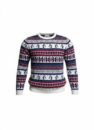 Новогодний мужской свитер с пингвинами topman (размер xl)