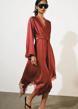 Атласное платье zw collection с кружевом