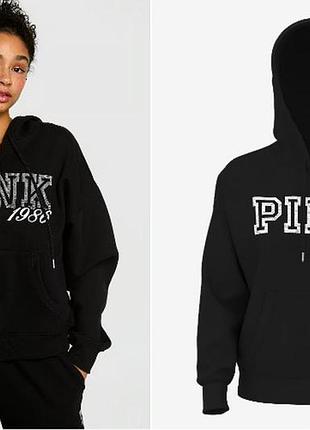 Худі жіноче фліс victorias secret. цвет: pure black spring (7kfj).