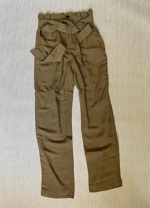 Лляні жіночі штани h&m 34 xs коричневі