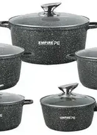 Набір посуду empire em-7327 з антипригарним гранітним покриттям ø 16 / 16 / 18 / 20 / 24 см чорний