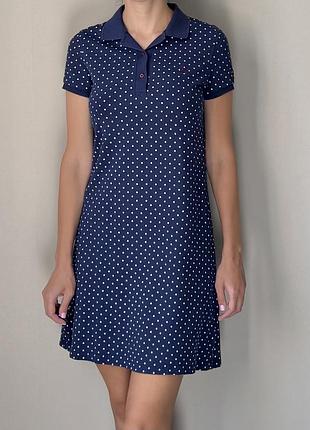 Fred perry сукня поло в розмірі s, оригінал, синя в дрібний горох, 98% котон (бавовна) ідеальний стан