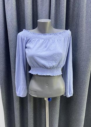 Блакитний топ з довгим рукавом divided  h&m s