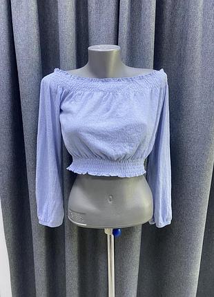 Блакитний топ з довгим рукавом divided h&m s