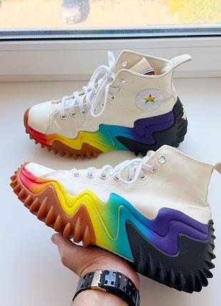 Женские оригинальные высокие кеды converse run star motion platform high «pride»