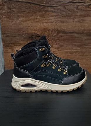 Женские зимние ботинки-хайкеры skechers uno rugged - winter feels (артикул модели: 155224 blk).