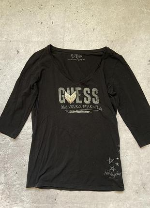 Жіночий чорний лонгслів guess