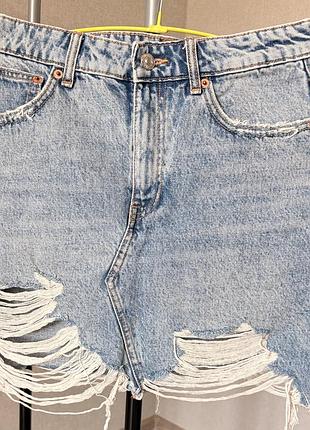 Жіноча джинсова спідниця zara синього кольору, розмір м, котон
