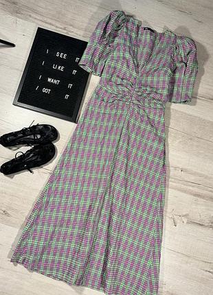 Яскрава сукня з обʼємними рукавами zara