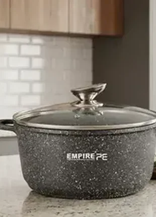 Кастрюля empire em-7339 с антипригарным гранитным покрытием ø 16 cм серый