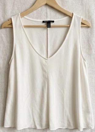 Білосніжний легкий шифоновий топ mango casual з v-вирізом (xs) / базова майка