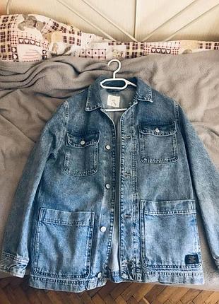 Джинсова куртка h&amp;m (подовжена, oversize)