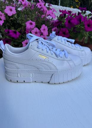 Жіночі шкіряні кросівки puma mayze classic на платформі, 37 розмір