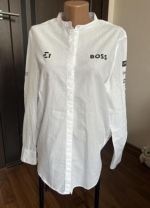Жіноча біла сорочка boss, s, m, котон, ліоцел