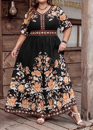 Довга сукня в квітковий принт shein 4xl