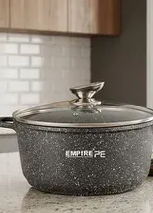Кастрюля empire em-7341 с антипригарным гранитным покрытием ø 20 cм серый