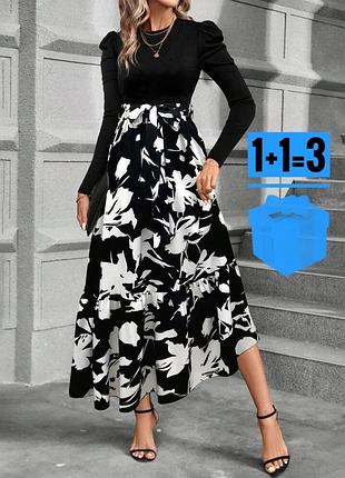 Довга сукня з контрастною спідницею з поясом shein xl