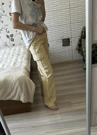 Бежеві штани карго zara (s / eur 36 / 100% бавовна)
