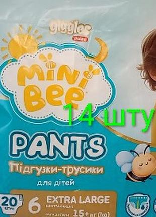 Подгузники трусики mini bee 6 (extra large 15+кг) 14 штук подгузники трусики