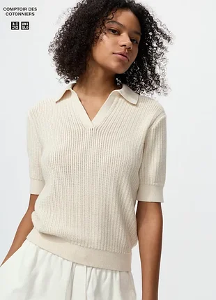 Uniqlo and comptoir des cotonniers джемпер- поло бавовняний з v- образним коміром