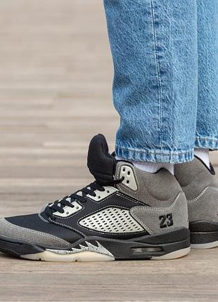 Мужские кроссовки jordan 5 grey black beige / smb+ 🔗