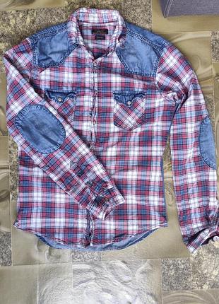 Комбинированная рубашка zara man denim couture - размер m - slim fit