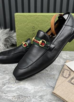 Gucci jordaan web horsebit loafers мужские туфли лоферы кожа оригинал 46.5 eur