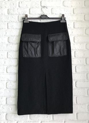 Фактурная юбка с накладными карманами «zara» made in morocco 🇲🇦