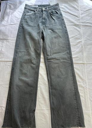 Джинси zara wide leg сірі зелено сині