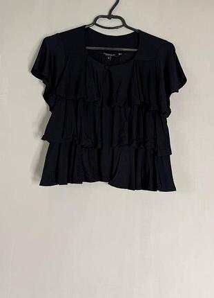 Новый черный трикотажный топ-накидка debenhams с воланами (uk 14 / m-l)