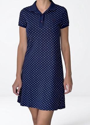 Fred perry сукня поло в розмірі s, оригінал, синя в дрібний горох, 98% котон (бавовна) ідеальний стан