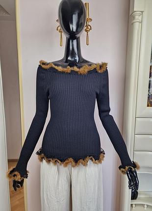 Винтаж 2000s: роскошный подиумный шедевр jean paul gaultier (шёлк, мех, шерсть)