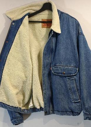 Джинсовая куртка бомбер джинсовка шерпа levis rancher trucker jacket levi's sherpa байкерская western cowboy