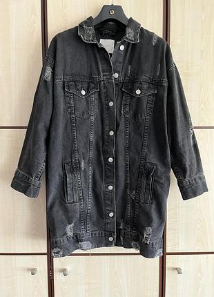Куртка черная ддинсовая удлиненная от zara