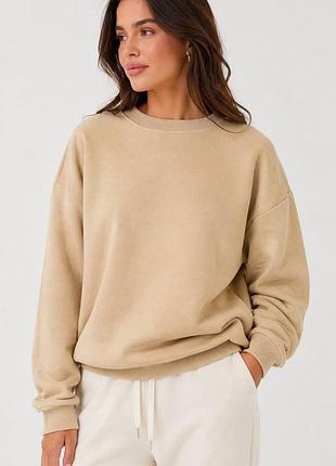 Утепленный свитшот pretty little thing s m бежевый однотонный без принта (12345758-45)