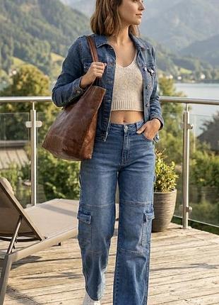 Стильні жіночі джинси-карго hollister ultra high-rise wide-leg (розмір w27)