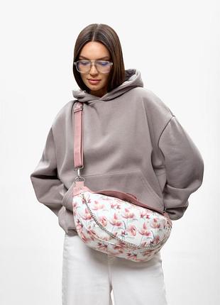 Женская сумка бананка через плечо sambag weave с принтом