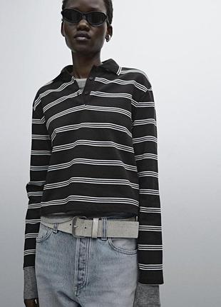 Коричневый поло в полоску massimo dutti