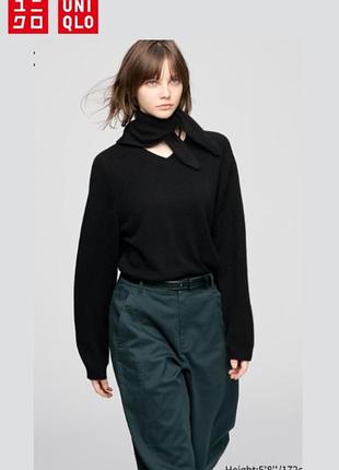 Кашемировый джемпер с шарфом в комплекте uniqlo