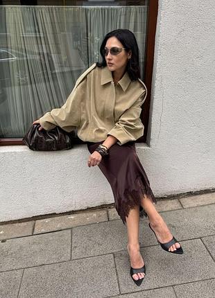 Шовкова спідниця zara з мереживом