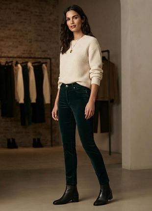 Изумрудные брюки из бархата massimo dutti
