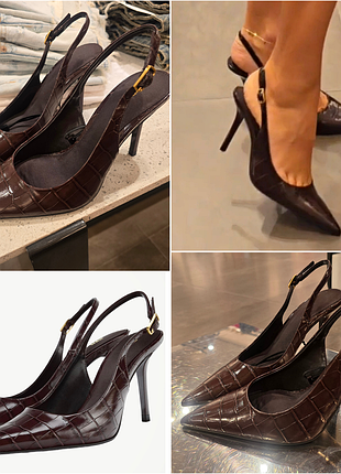 Открытые туфли/слингбеки zara, с рельефной поверхностью.