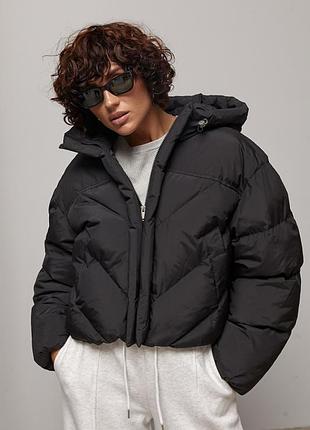 Короткая куртка oversize с капюшоном мод 0081