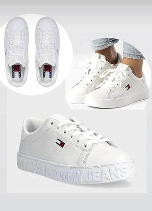 Жіночі шкіряні кросівки tommy jeans essential leather fine-cleat flatform trainers