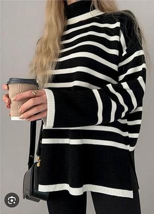Стильний жіночий чорний  смугастий гольф светр vero moda, р. l