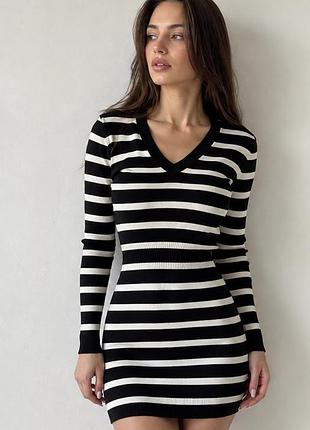 Смугаста трикотажна сукня mango basics m