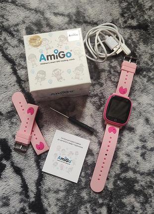 Детские смарт часы amigo go001 ip67 pink в идеальном состоянии, пользовались мало.