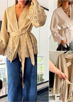 Кимоно/жакет zara, зи искусственного замша, с перфорацией.